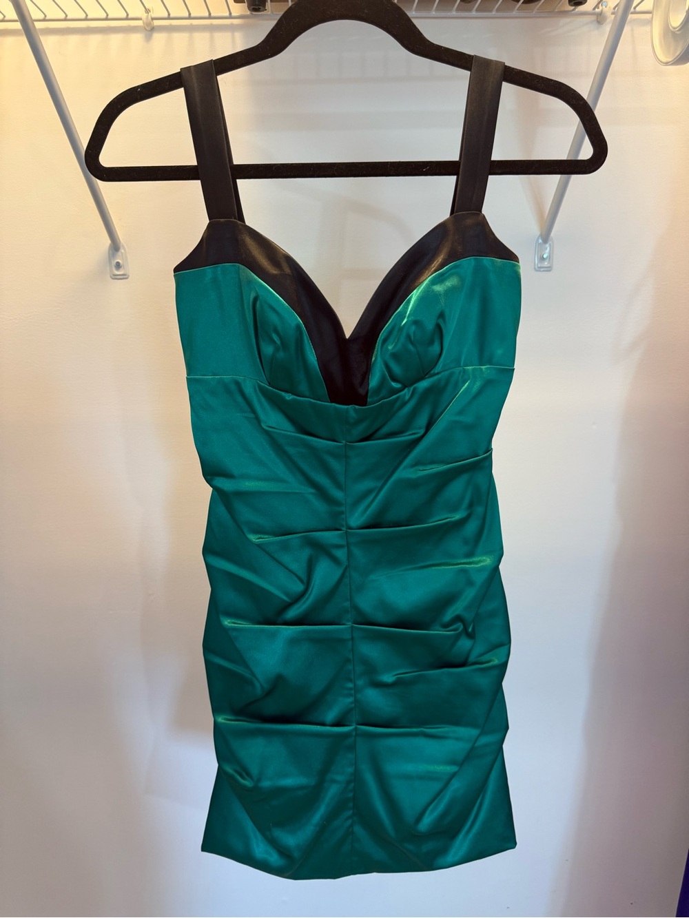 Morgan & Co. Emerald Green Mini Dress with Black Accents